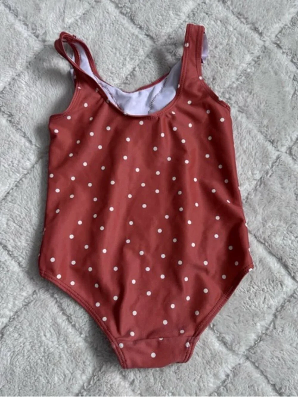 H&M | Brick Red Dot Flounce Detail Swimsuit | Size 18 Months/2T